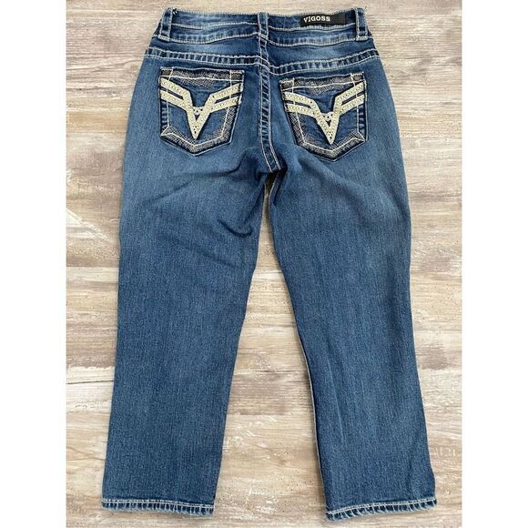 Vigoss Capri Heritage Fit Jeans Cropped Bling Women Size 4 - Picture 5 of 8